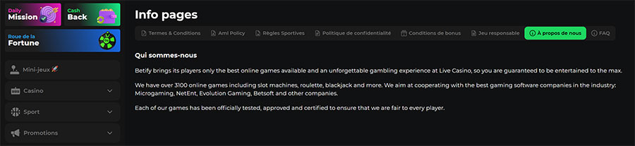 betify casino a propos