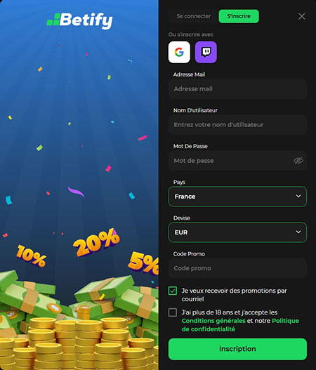 betify casino inscription 