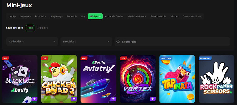 betify casino mini-jeux